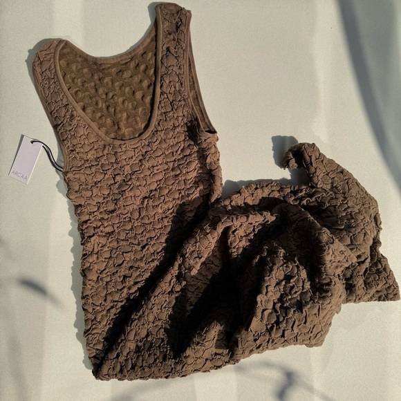 NWT Arcaa Mila Reversible Textured Maxi Dress - Cacao Size S - Picture 2 of 6